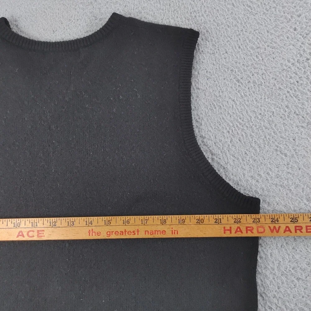 VTG Polo Ralph Lauren Sweater Vest Mens Large Black 100% Lambswool Pullover